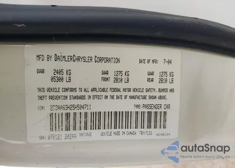 2005 Chrysler 300C из США, поврежденный, VIN 2C3AA63H25H504711